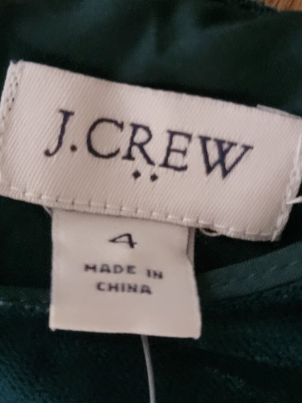J. Crew Dark Green Velvet Midi Dress Long Sleeve - Picture 11 of 14